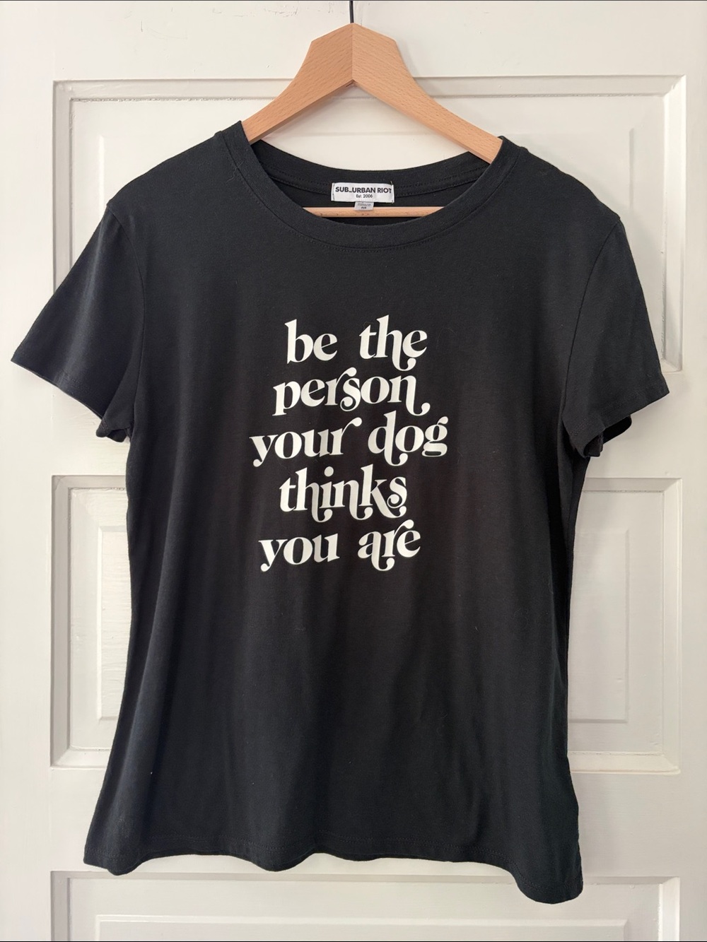 Sub_Urban Riot Black Tee with White Graphic Dog Quote